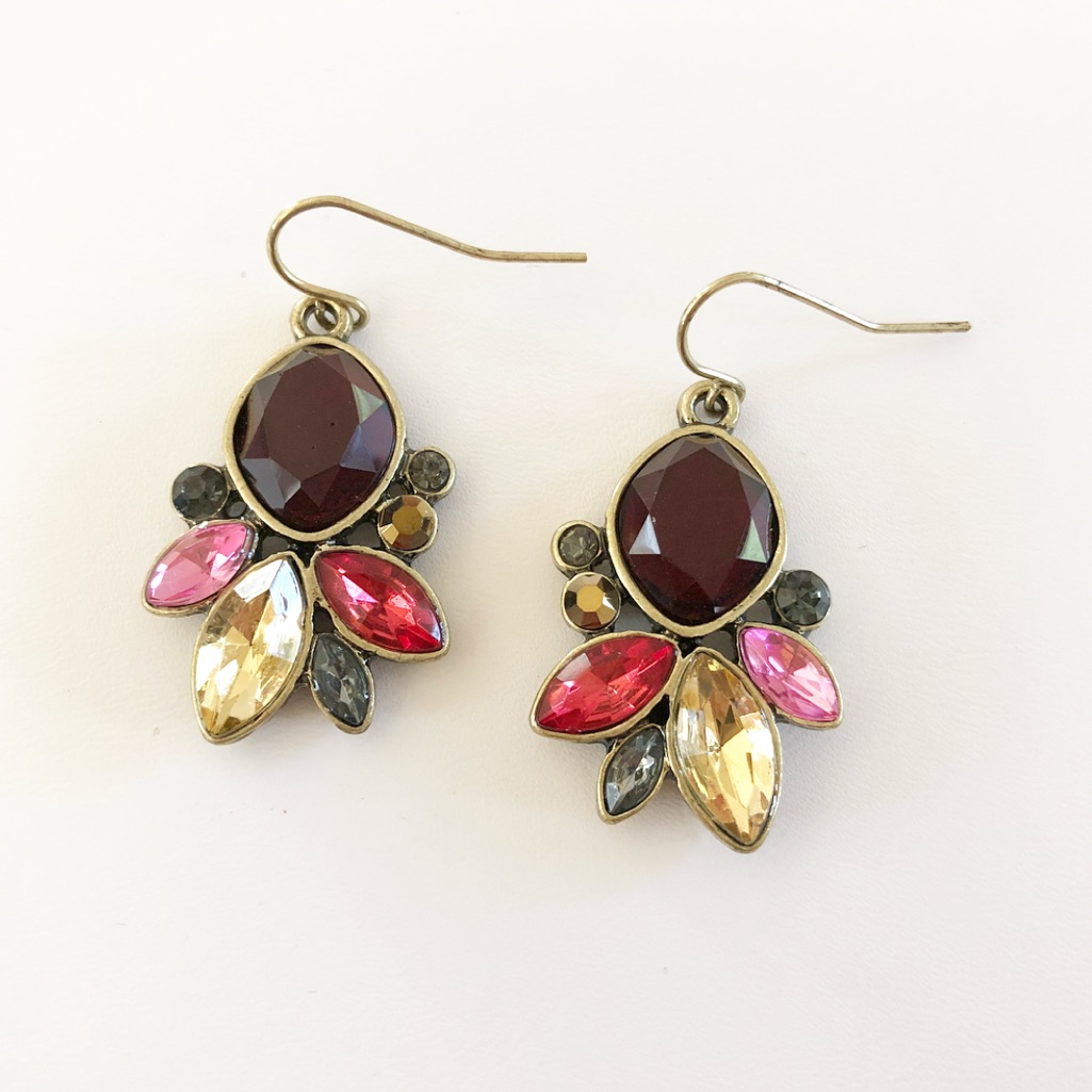 Burgundy & Pink Dangling Earrings